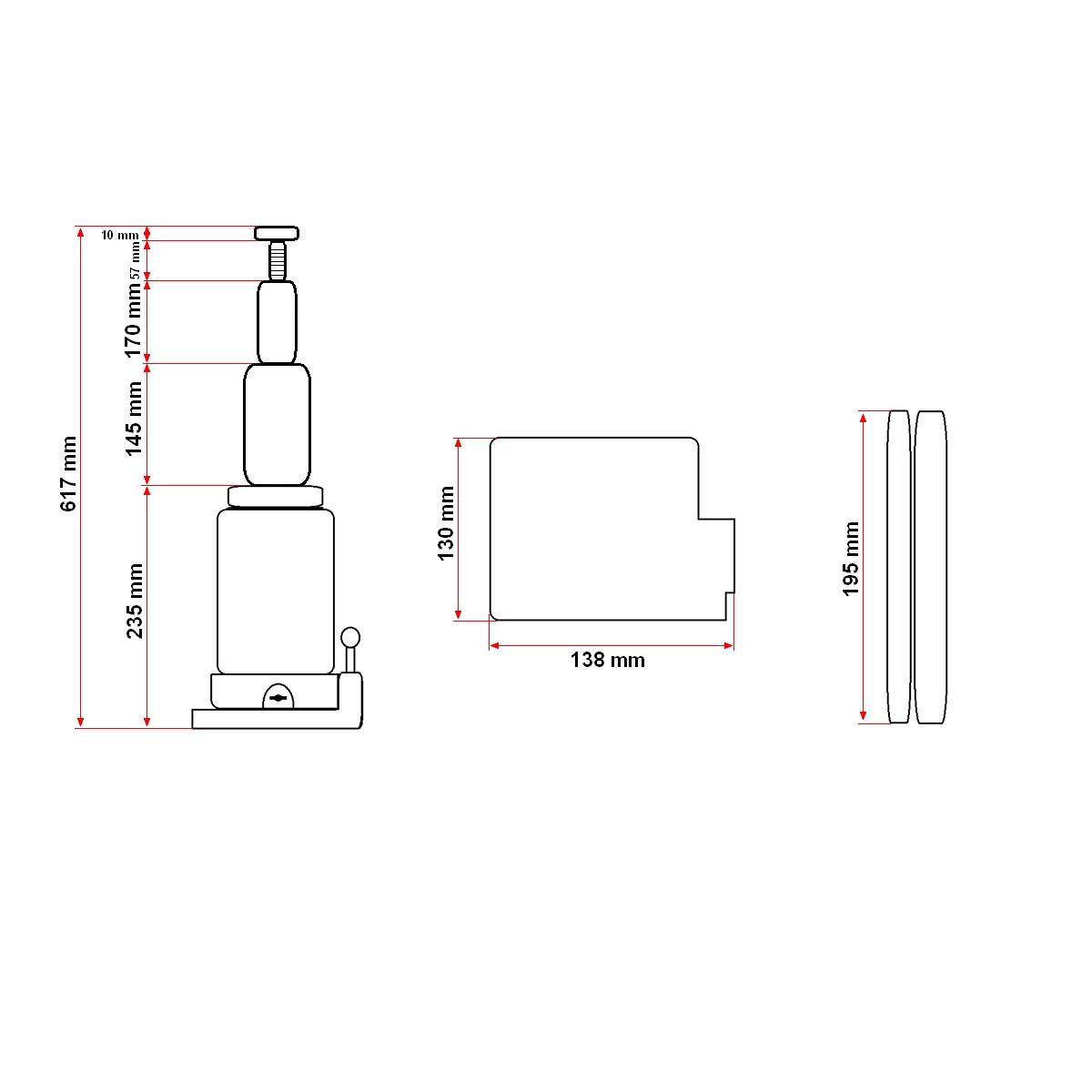 Cric hidraulic cu piston dublu 10 tone 245mm - imagine 10