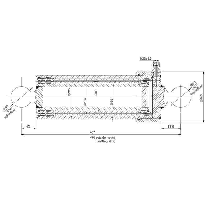 Cilindru hidraulic telescopic remorca 7T MT 150 3 trepte - imagine 4