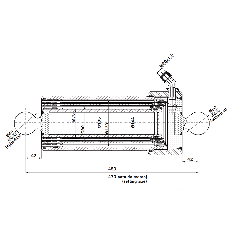 Cilindru hidraulic telescopic remorca 7T 2RBA5 4 trepte - imagine 4