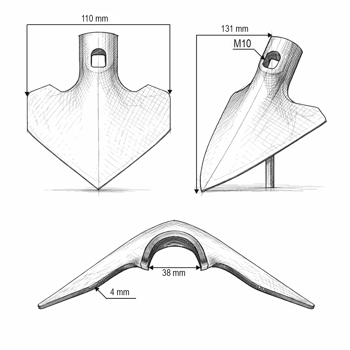 Lama sageata cultivator 110x4mm cod OEM 302006 - imagine 5
