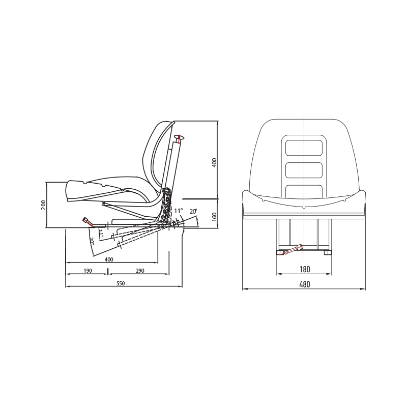 Scaun universal negru cu reglaj pentru tractor UTB U-650, U-445, Fiat, Case - imagine 4