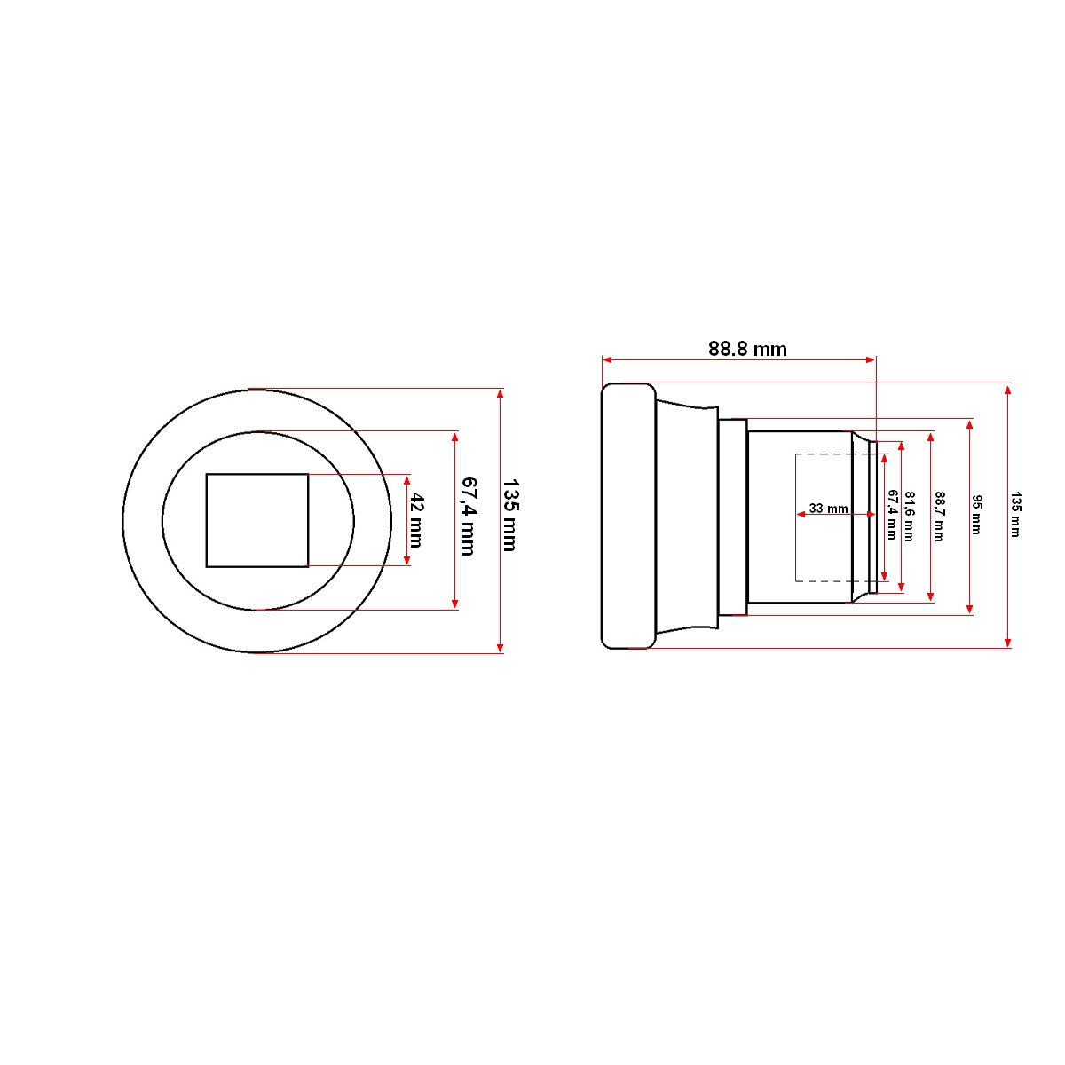 Semimosor lagar disc cu patrat de 41mm model nou mare pentru Vogel Noot - imagine 7