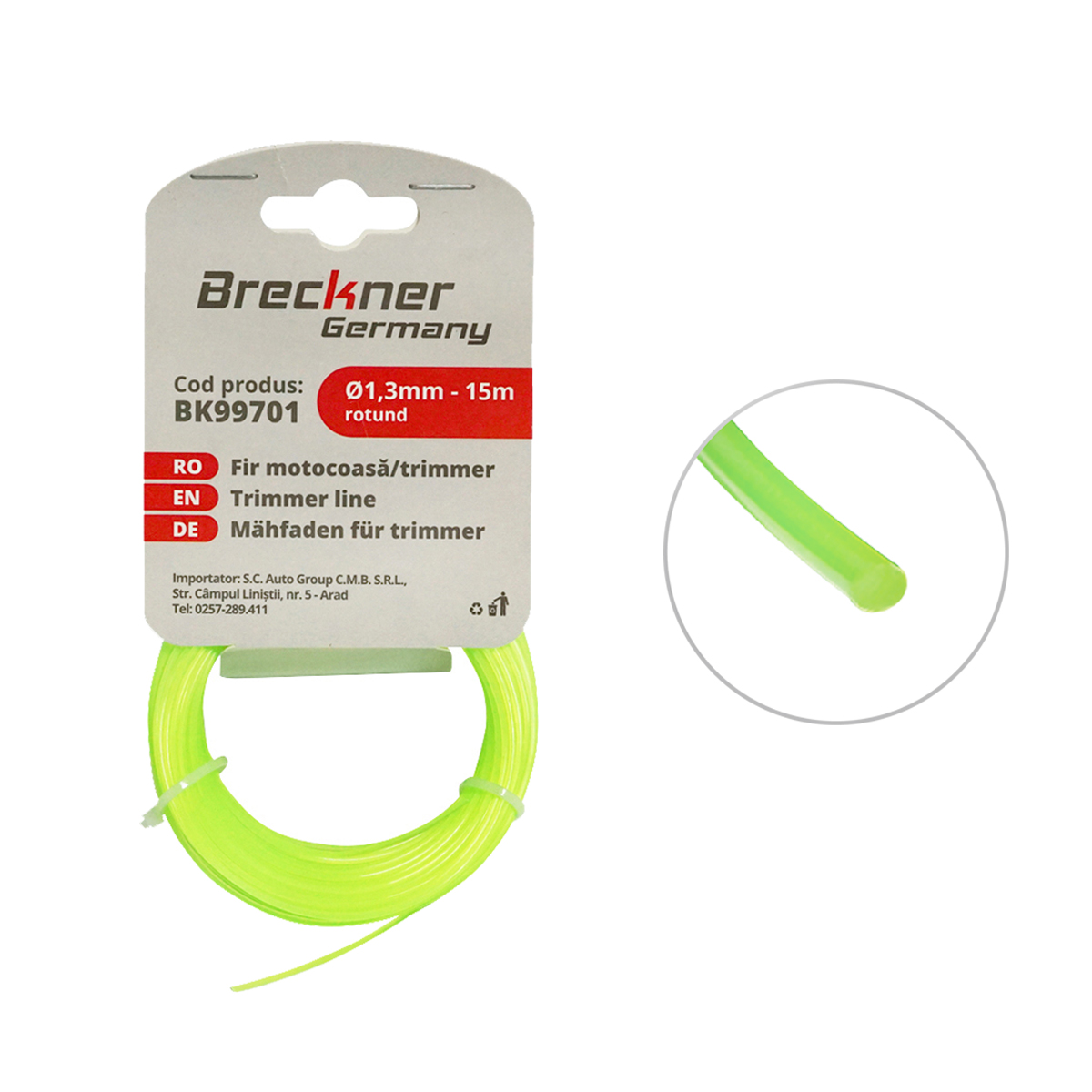 Fir rotund pentru motocoasa 1,3 mm x 15 m Breckner Germany