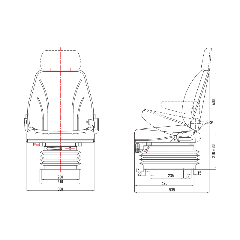 Scaun universal tractor cu suspensie pneumatica GBS 55HD - imagine 5