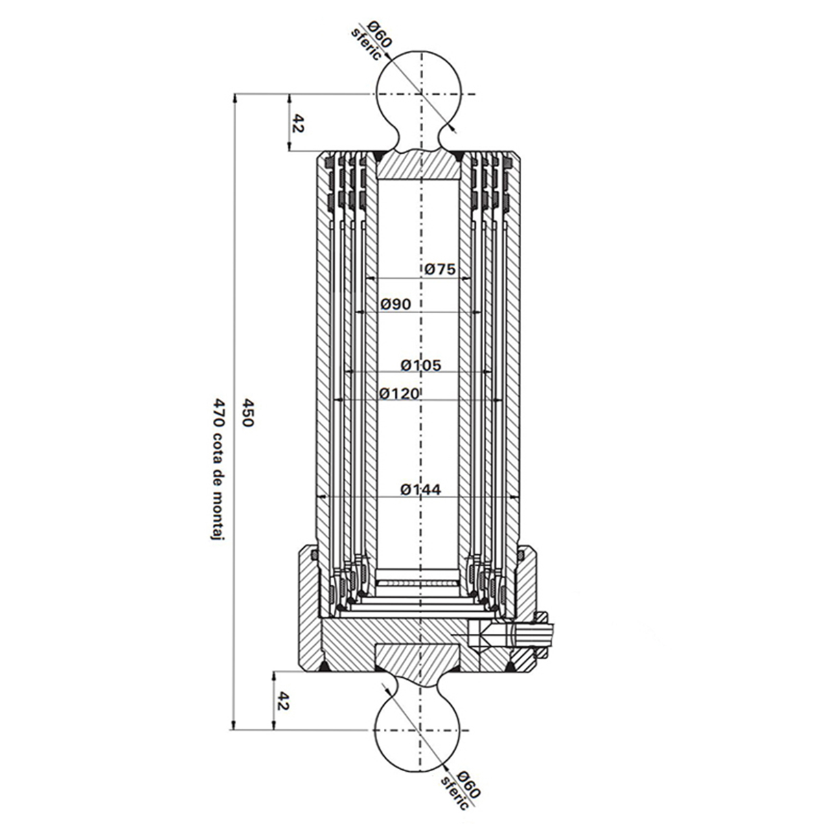 Cilindru hidraulic basculare telescopic remorca 7T 4 trepte - imagine 5