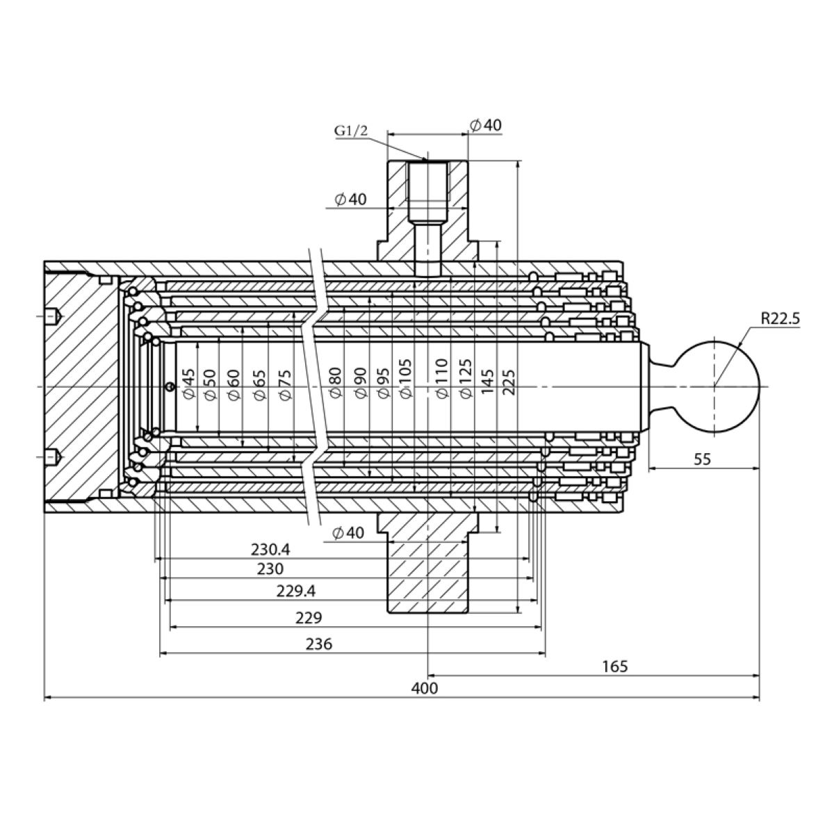 Cilindru hidraulic basculare remorca 6T 5 trepte cursa 1320mm Breckner Germany - imagine 9