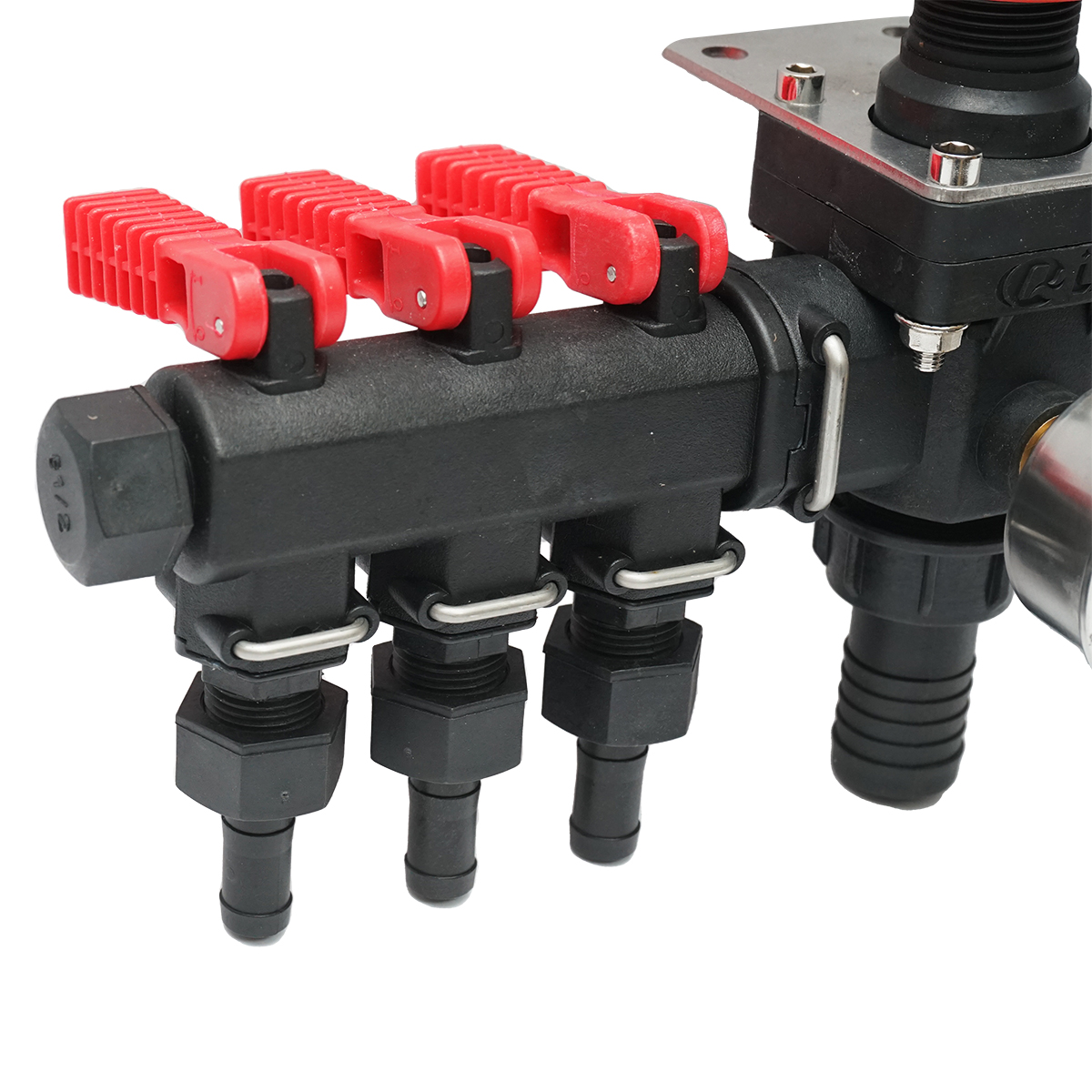 Distribuitor cu 3 cai si manometru cu glicerina pentru erbicidator (compatibil model polonez) - imagine 4