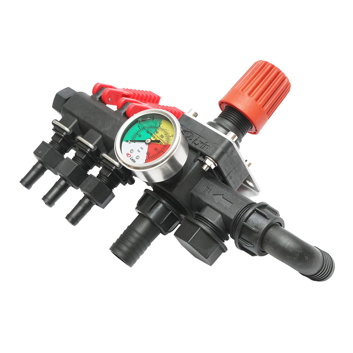 Distribuitor cu 3 cai si manometru cu glicerina pentru erbicidator (compatibil model polonez) - imagine 3