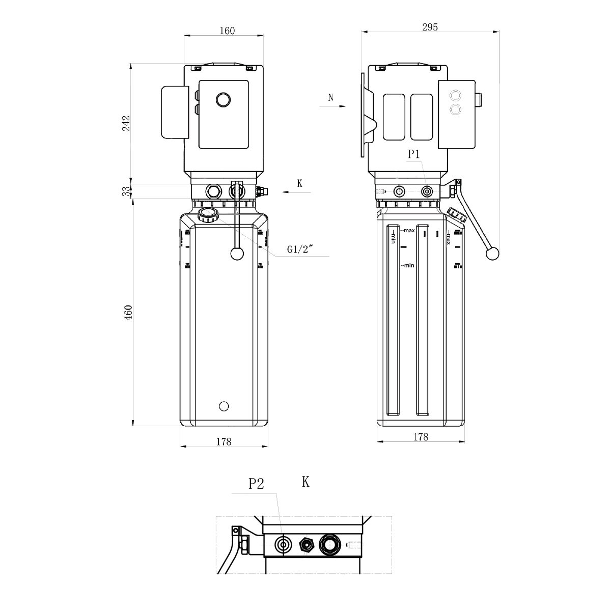 Pompa basculare 220V/50Hz 2.2 kW, 170 bar, rezervor plastic 10L Breckner Germany - imagine 7