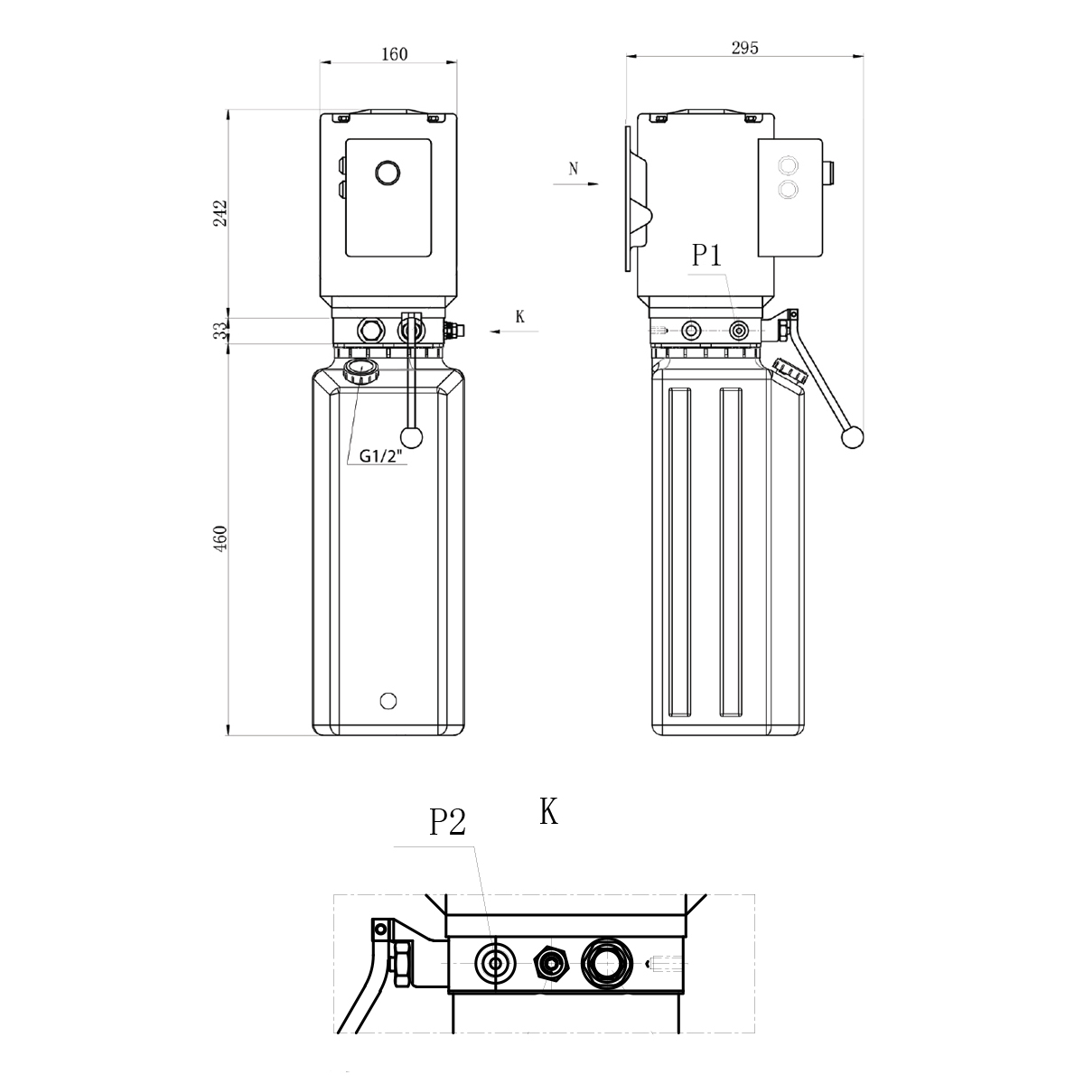 Pompa basculare 380V/50Hz 2.2 kW, 170 bar, rezervor plastic 10L Breckner Germany - imagine 8