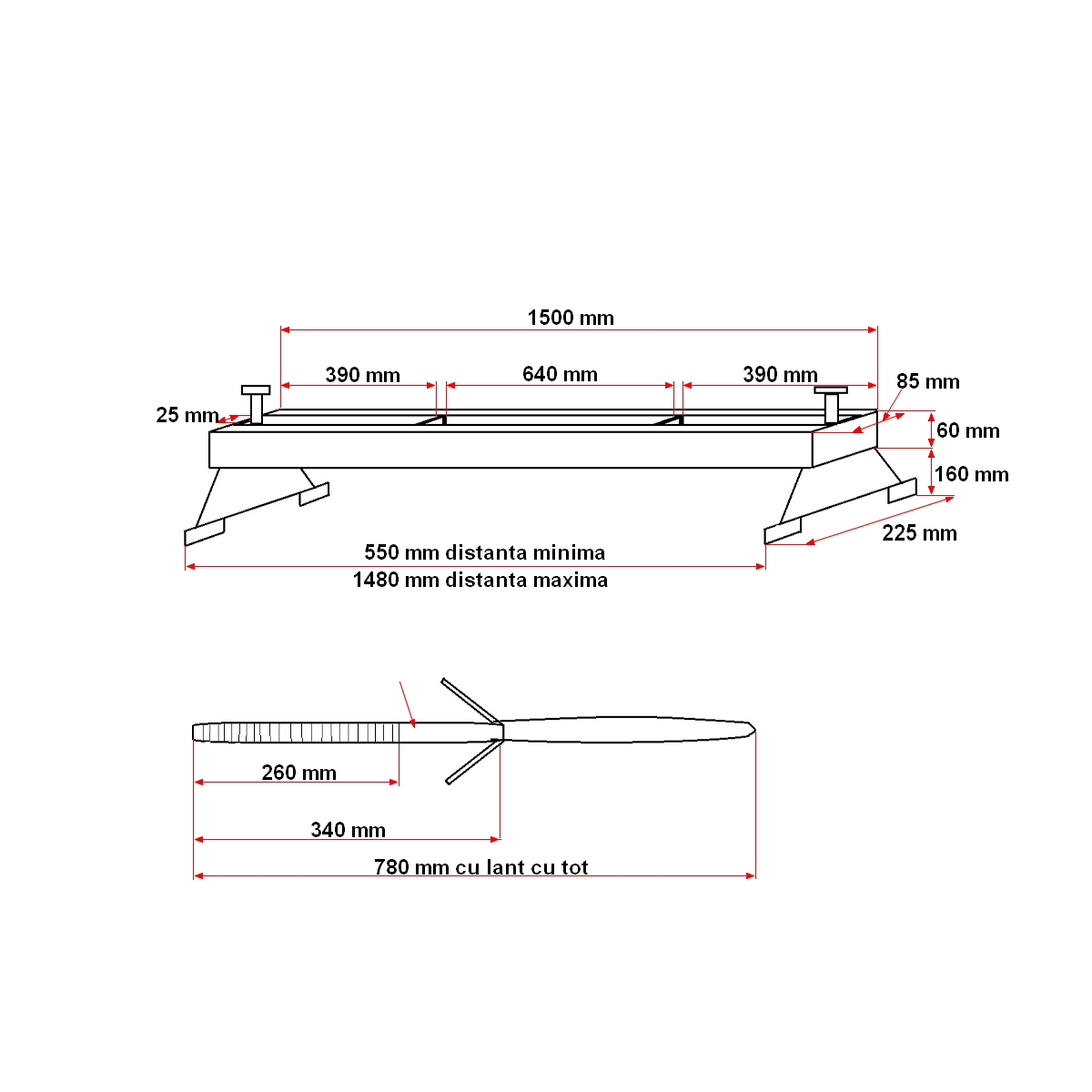 Bara suport pentru motor tip traversa 1500mm Breckner Germany - imagine 7