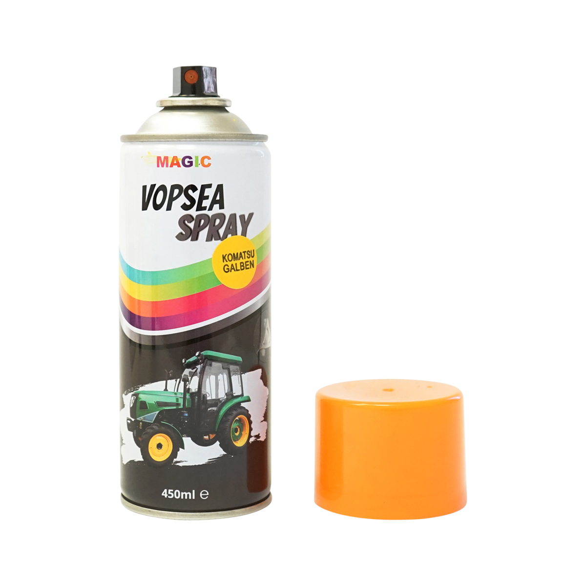 Spray vopsea auto galben tip Komatsu profesionala cu uscare rapida 450ml MAGIC - imagine 2