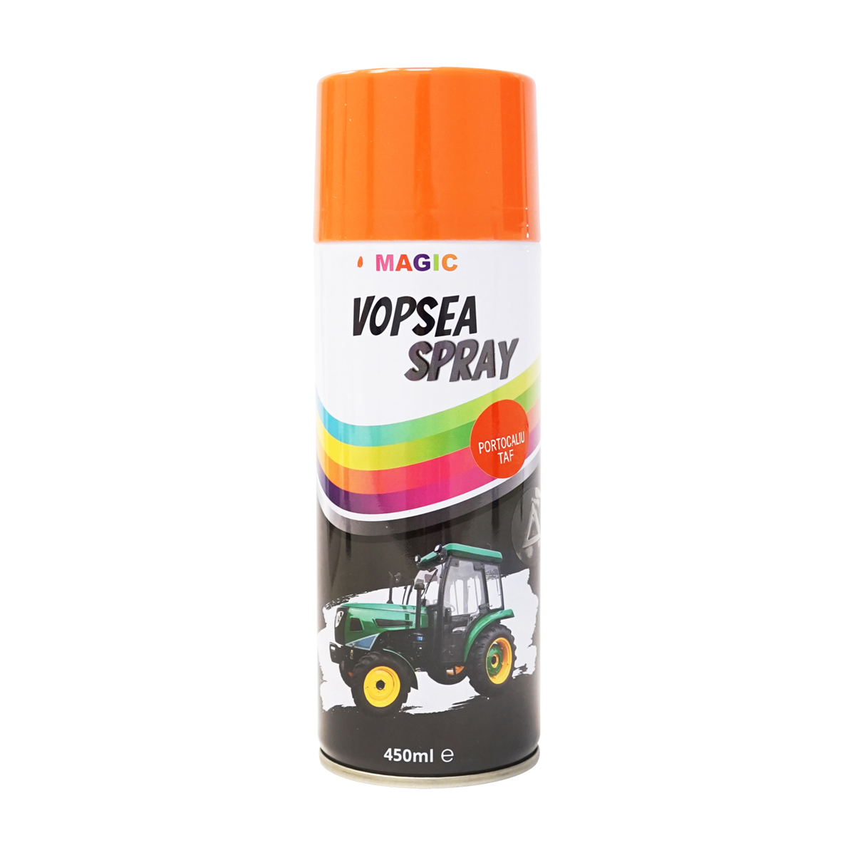 Spray vopsea auto portocaliu RAL2002 pentru Tractor Forestier, cu uscare rapida 450ml MAGIC