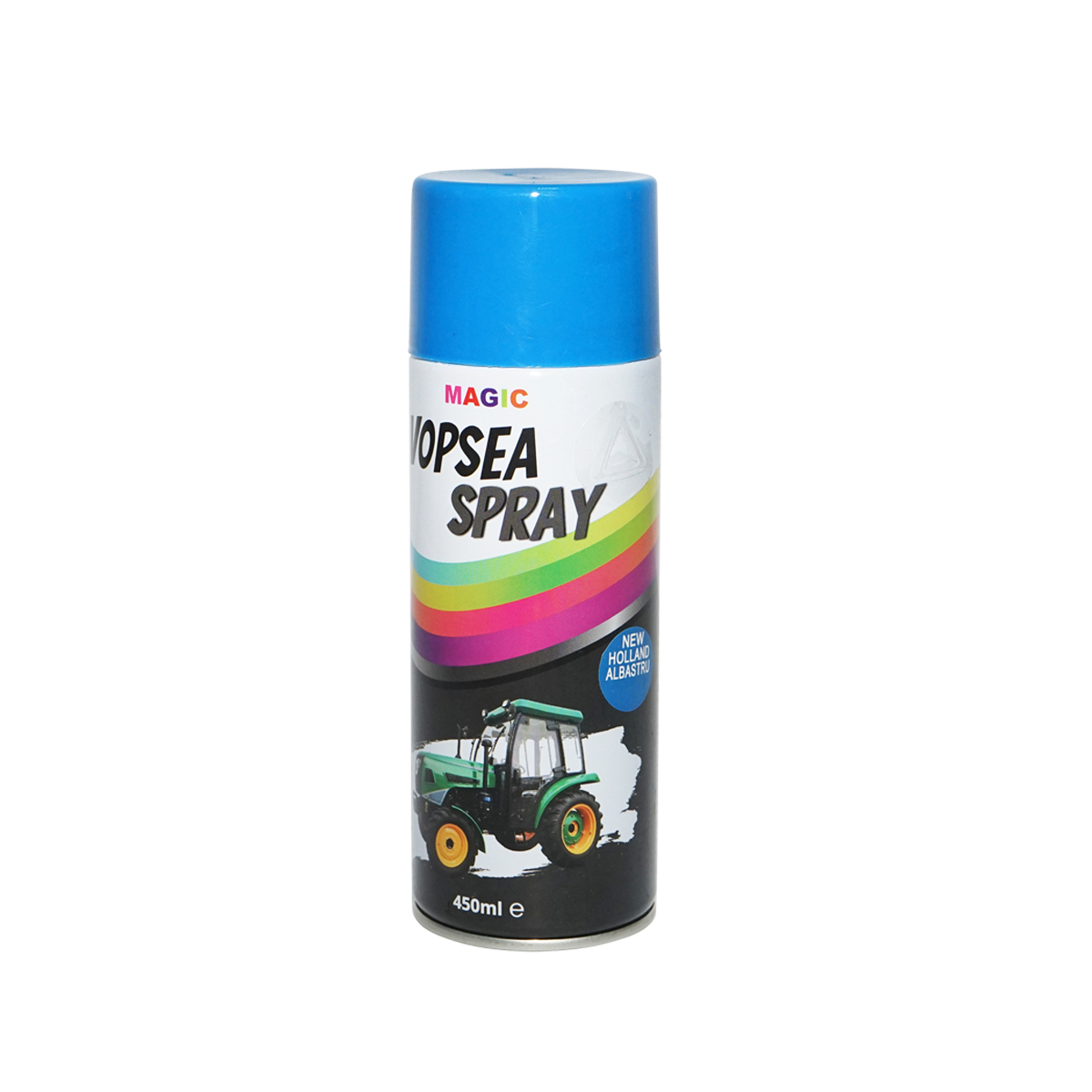 Spray vopsea auto albastru tip New Holland profesionala cu uscare rapida 450ml MAGIC