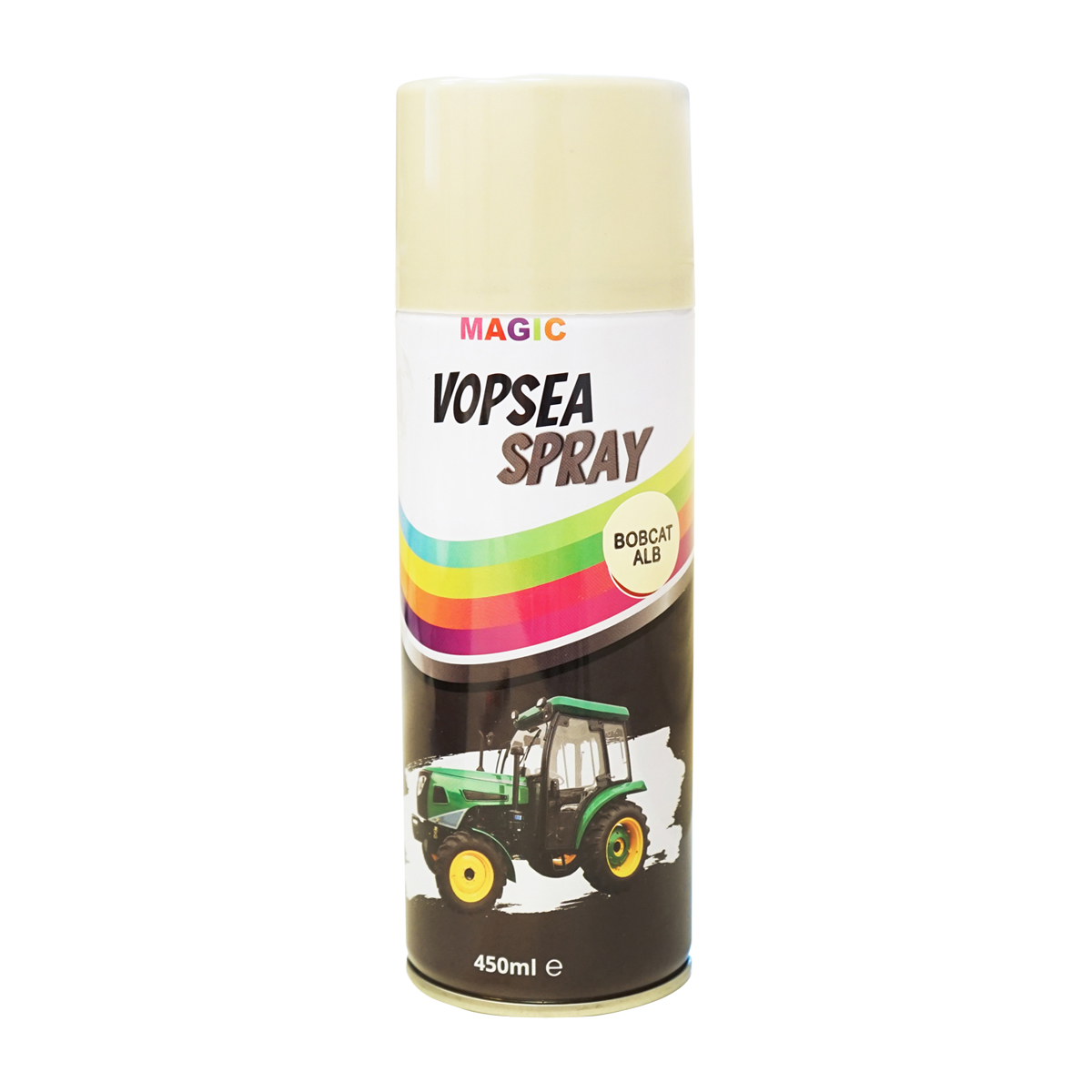 Spray vopsea auto alb tip Bobcat profesionala cu uscare rapida 450ml MAGIC