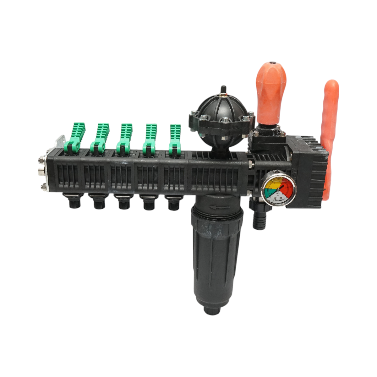 Distribuitor erbicidator cu 5 cai, filtru si manometru cu glicerina 25 bar