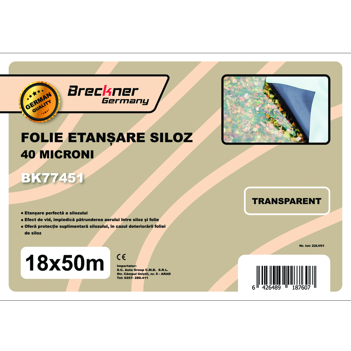 Folie etansare siloz 18x50m 40 microni transparenta Breckner Germany - imagine 5
