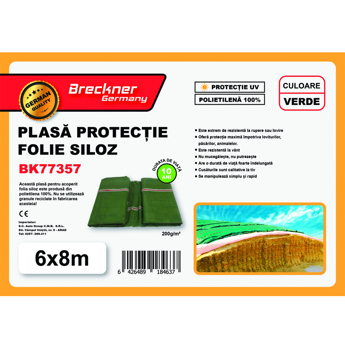 Plasa/prelata protectie pentru folie siloz verde 10x20m Breckner Germany - imagine 3