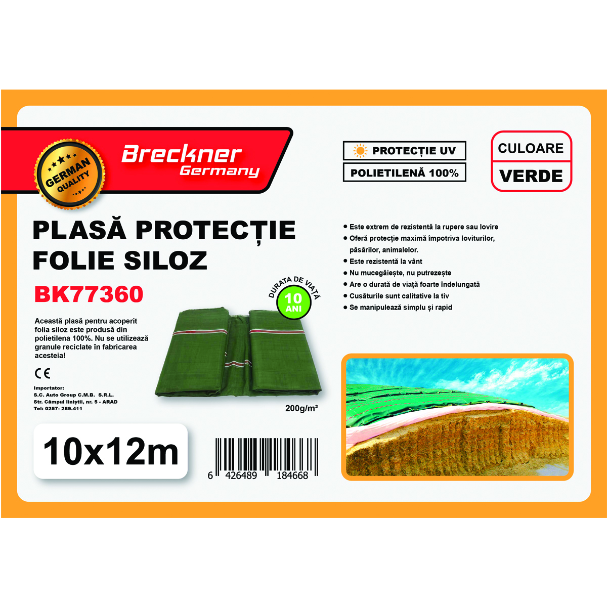 Plasa/prelata protectie pentru folie siloz verde 10x12m Breckner Germany	 - imagine 3