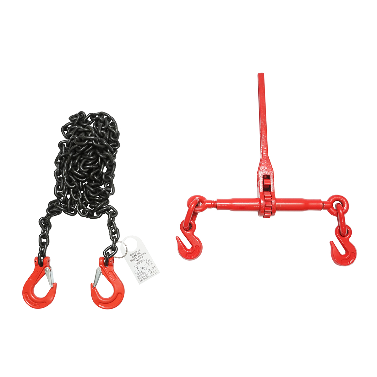 Lant ancorare pentru utilaje grele cu dispozitiv de tensionare pe clichet, greutate suportata 4T, lungime lant 4m, grosime zala fi 8mm - imagine 3
