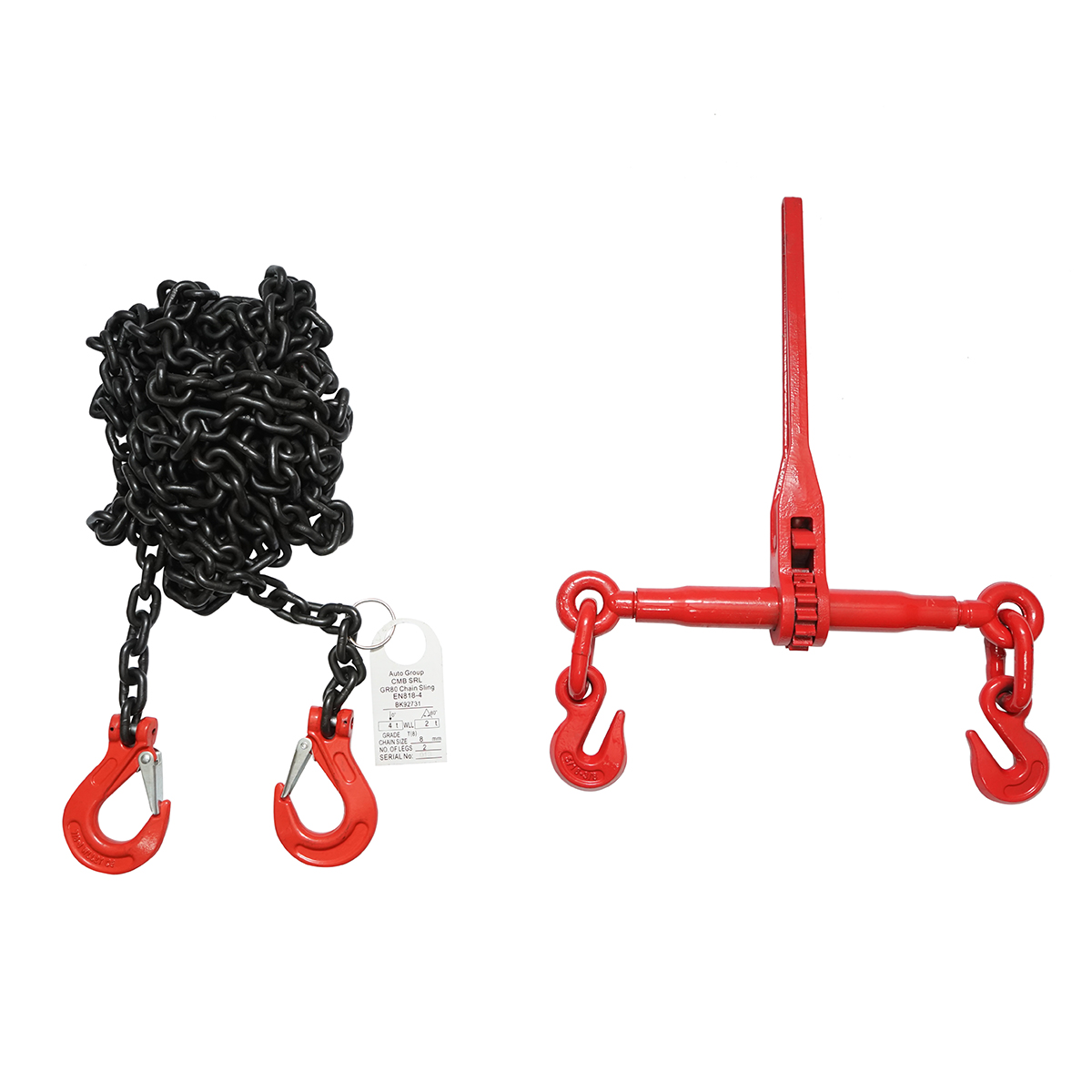 Lant ancorare pentru utilaje grele cu dispozitiv de tensionare pe clichet, greutate suportata 4T, lungime lant 6m, grosime zala fi 8mm - imagine 3