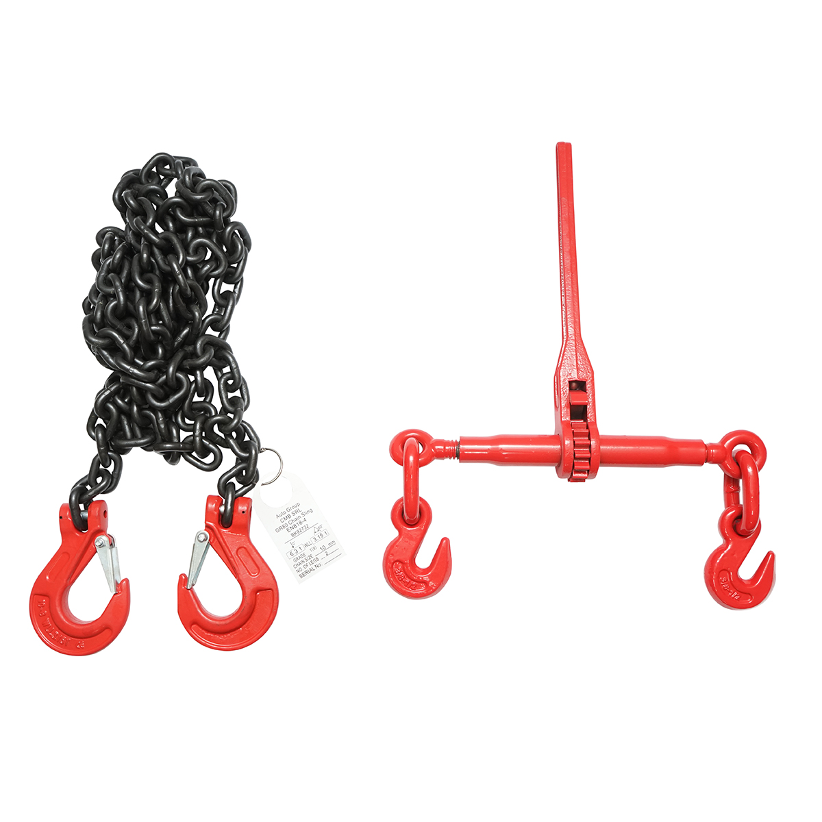 Lant ancorare pentru utilaje grele cu dispozitiv de tensionare pe clichet, greutate suportata 6.3T, lungime lant 4m, grosime zala fi 10mm - imagine 3