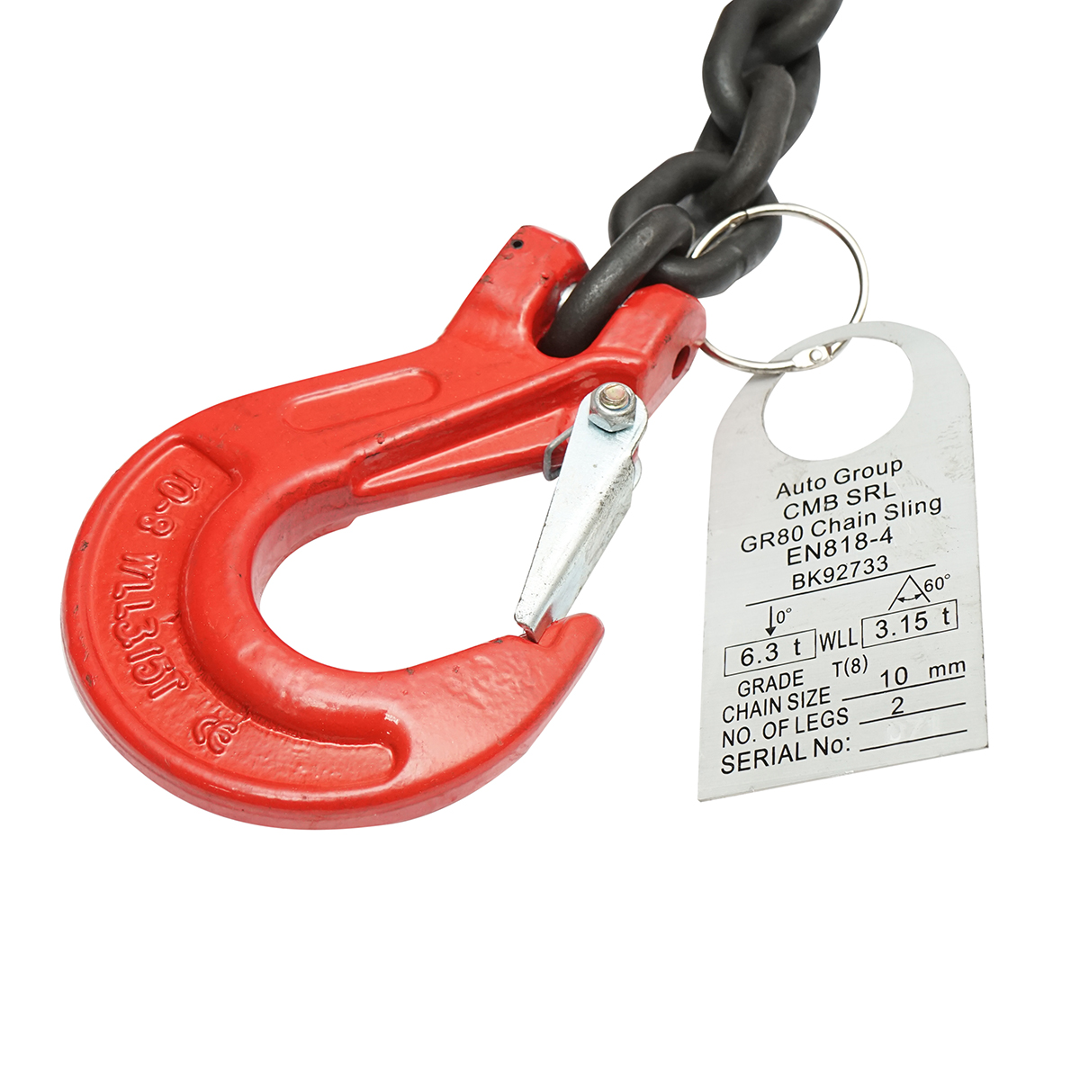 Lant ancorare pentru utilaje grele cu dispozitiv de tensionare pe clichet, greutate suportata 6.3T, lungime lant 6m, grosime zala fi 10mm - imagine 5