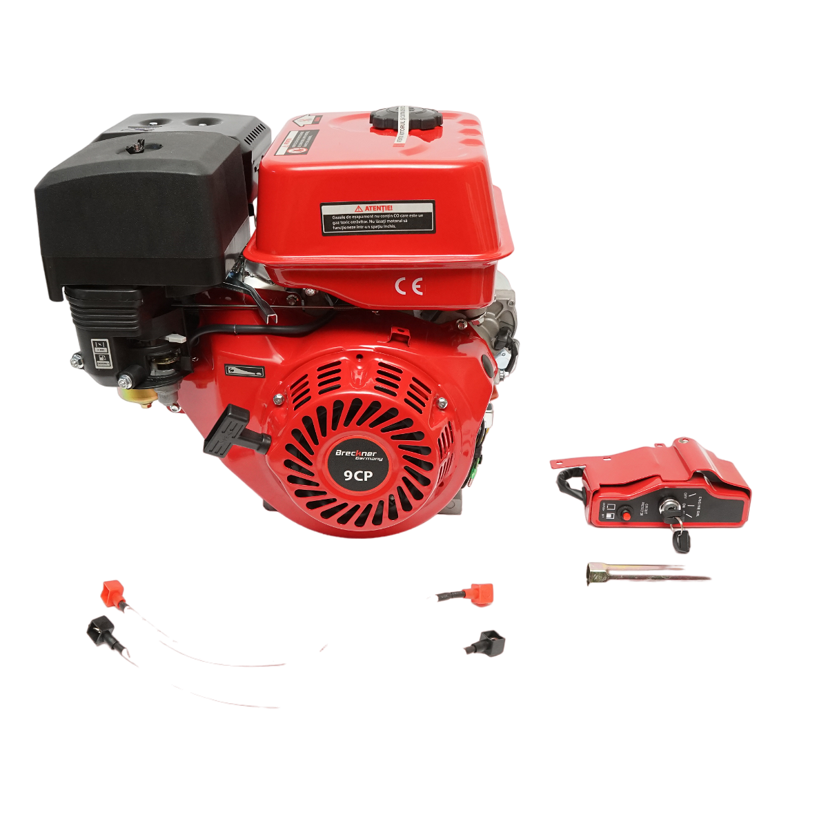 Motor pe benzina 9CP, 4 timpi, ax cu pana 25mm pornire cheie/sfoara, reductor priza Breckner Germany - imagine 6