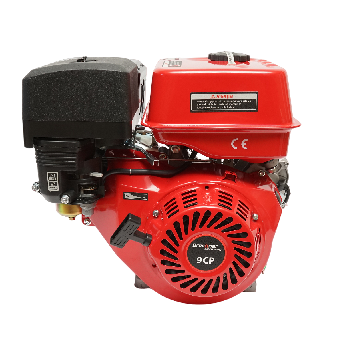 Motor pe benzina 9CP, 4 timpi, ax cu pana 25mm pornire cheie/sfoara, reductor priza Breckner Germany - imagine 3