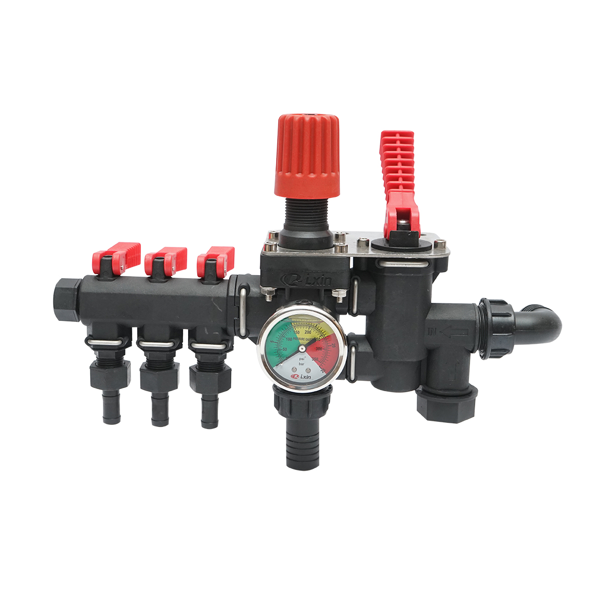 Distribuitor erbicidator cu 3 cai si cu manometru