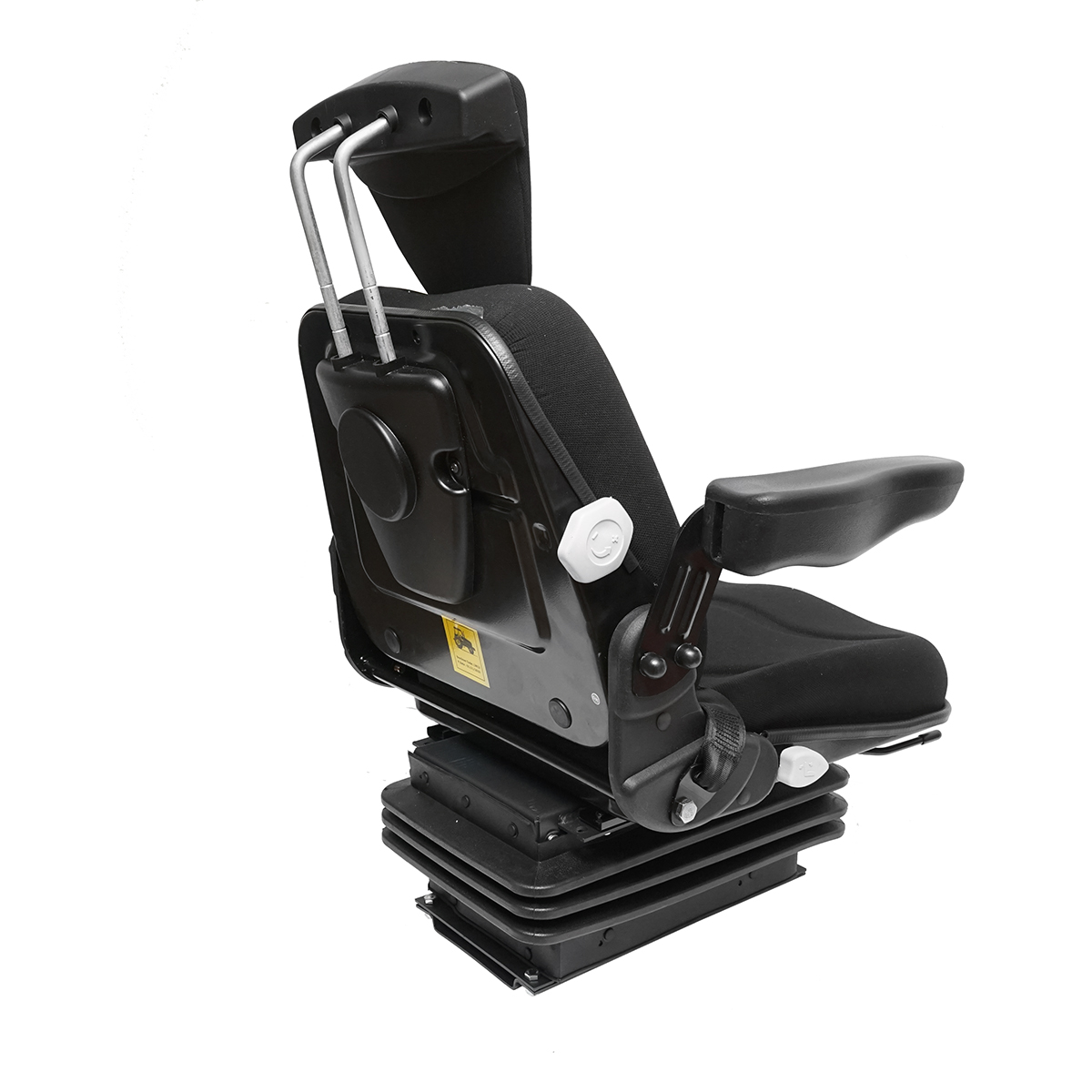 Scaun pentru tractor negru, reglabil cu cotiera, tetiera, centura si suspensie mecanica, latime sezut 455mm - imagine 4