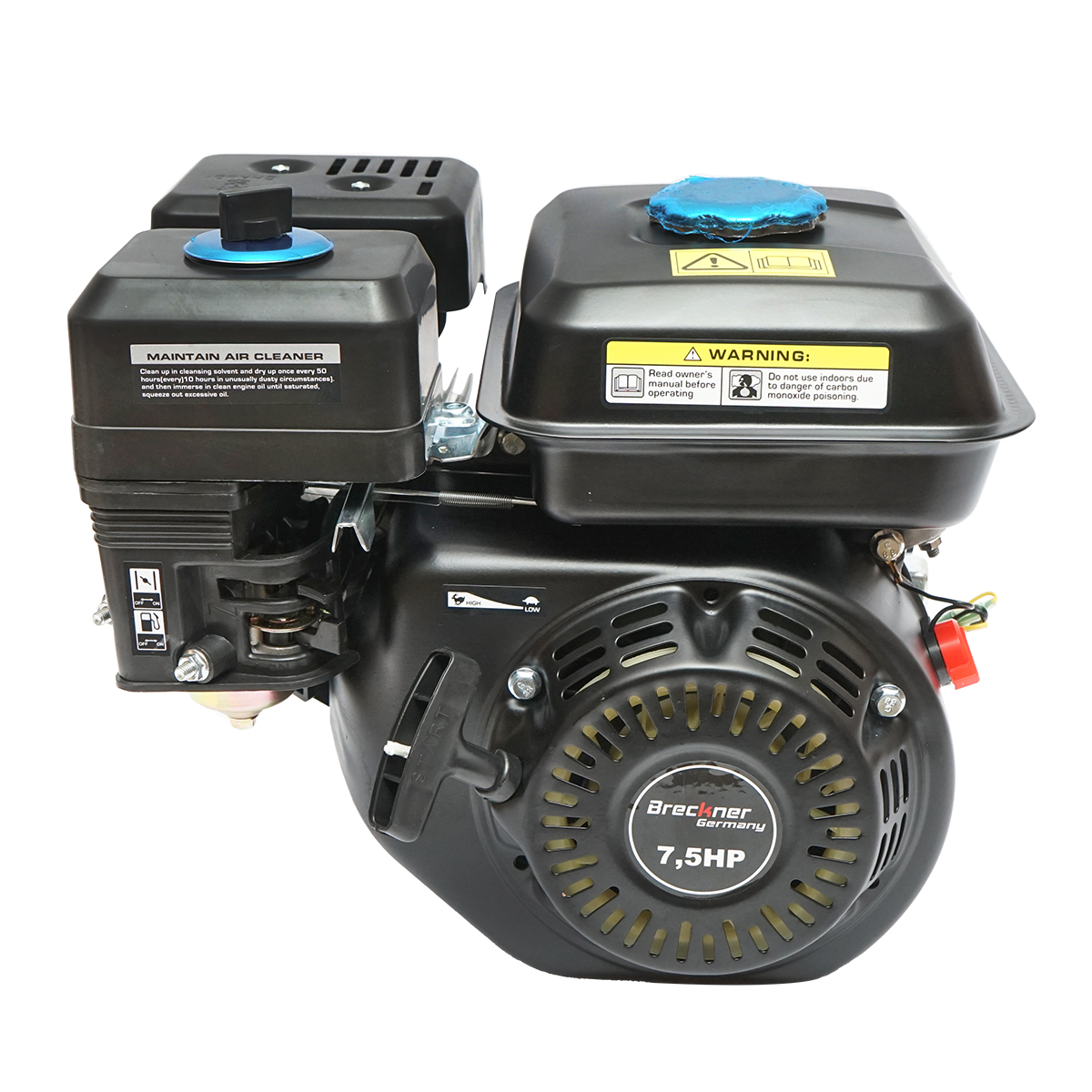 Motor pe benzina cu fulie 7.5CP, 4 timpi, ax cu pana 20mm pornire sfoara Breckner Germany - imagine 3