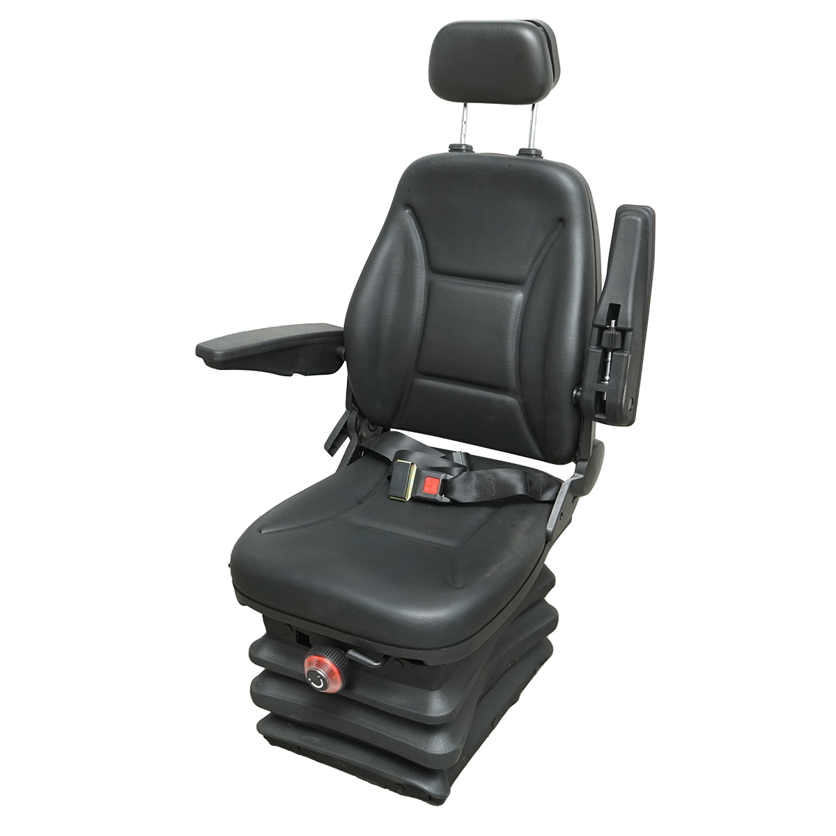 Scaun universal reglabil pe inaltime si greutate 40-120Kg, cotiere si spatar rabatabil 50-90° pentru tractor, utilaje agricole, industriale, stivuitor