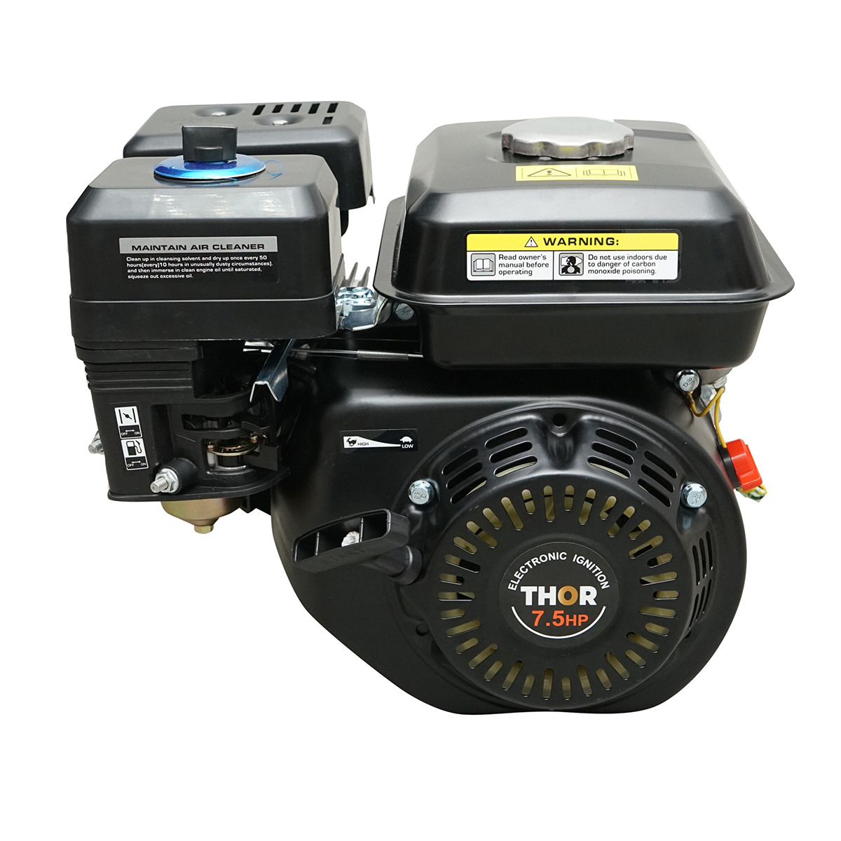 Motor pe benzina cu fulie 7.5CP, 4 timpi, ax cu pana 20mm, 212cc pornire sfoara THOR - imagine 3