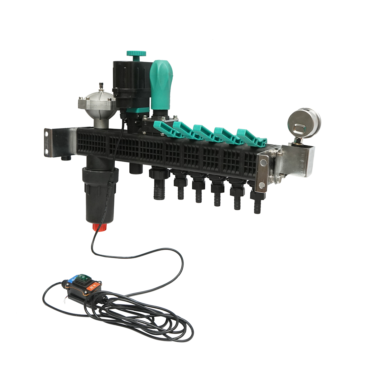 Distribuitor erbicidator cu 5 cai, filtru, supapa electrica si manometru cu glicerina 25 bar - imagine 3