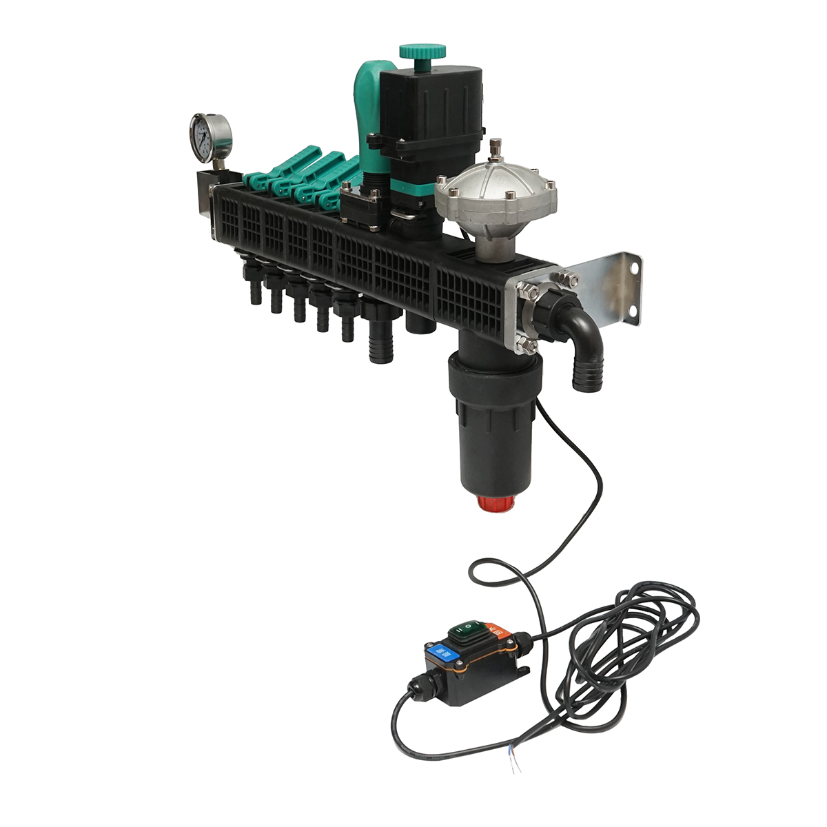 Distribuitor erbicidator cu 5 cai, filtru, supapa electrica si manometru cu glicerina 25 bar - imagine 2