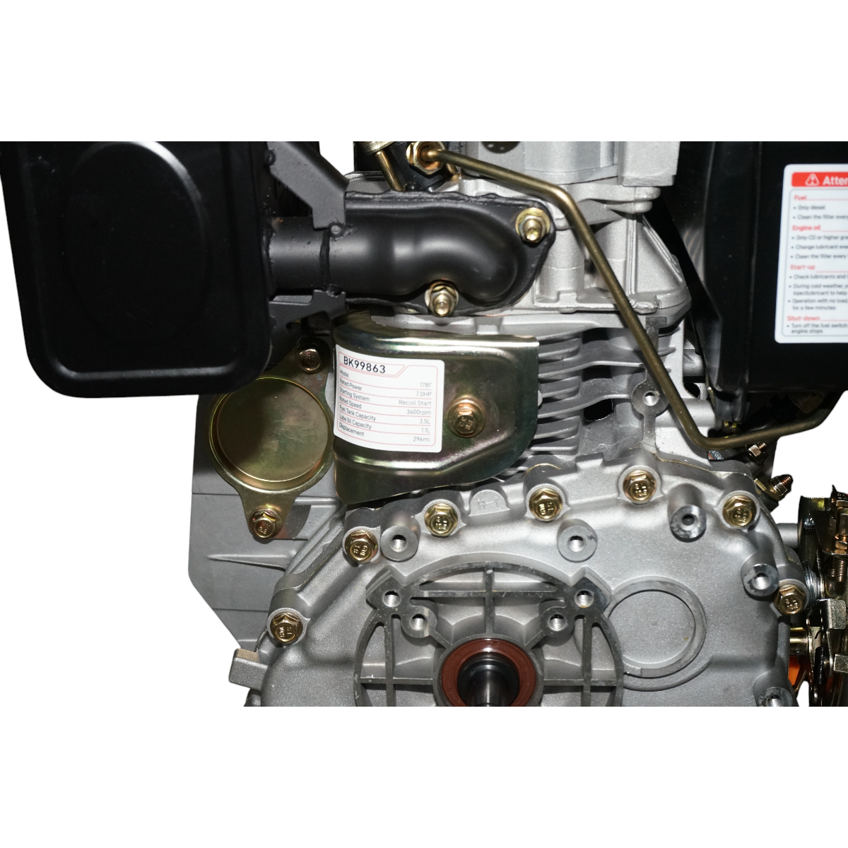 Motor diesel 7CP 178F, 296cc, turatie 3600rpm, ax rotund filetat 19.05mm, pornire sfoara Breckner Germany - imagine 7