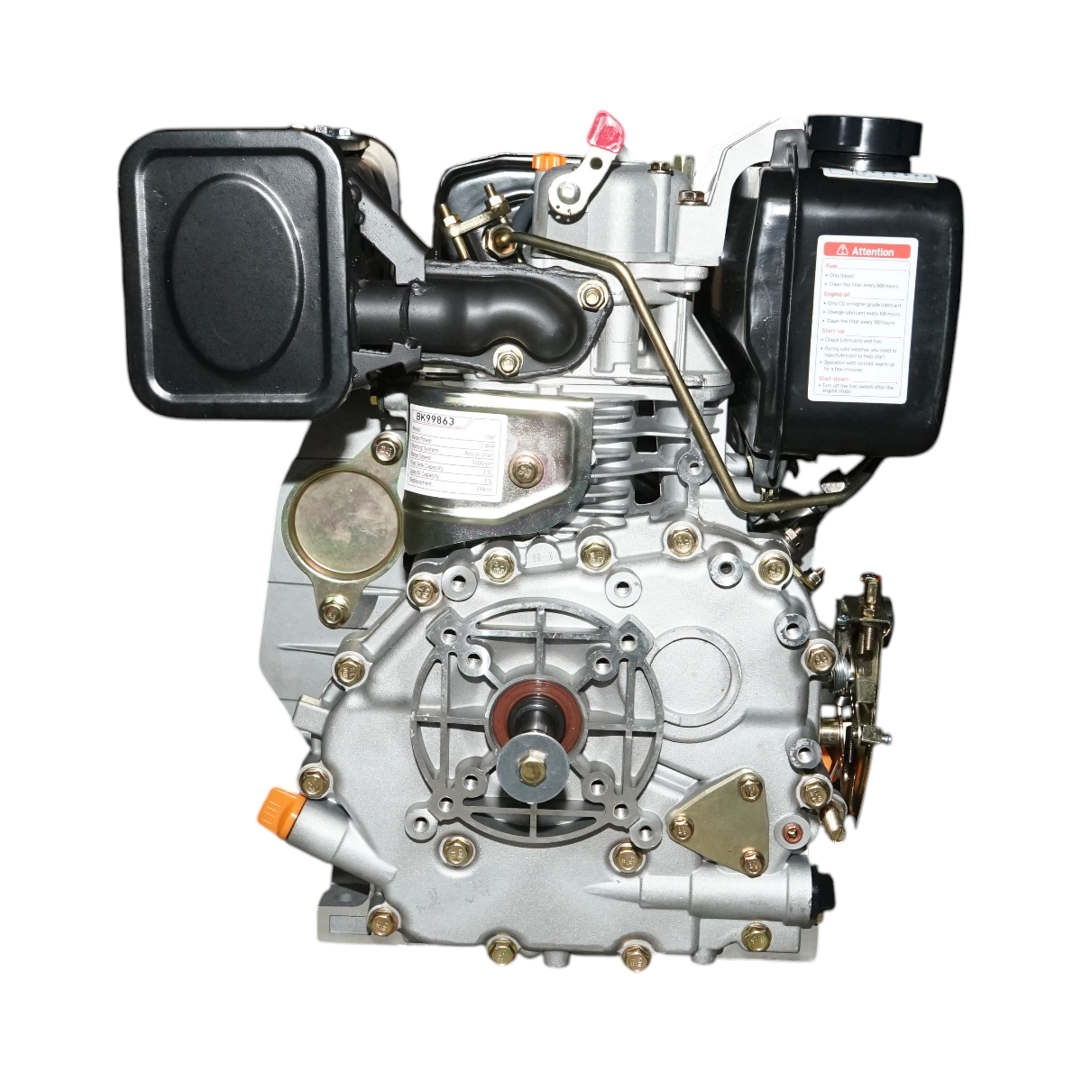 Motor diesel 7CP 178F, 296cc, turatie 3600rpm, ax rotund filetat 19.05mm, pornire sfoara Breckner Germany - imagine 3