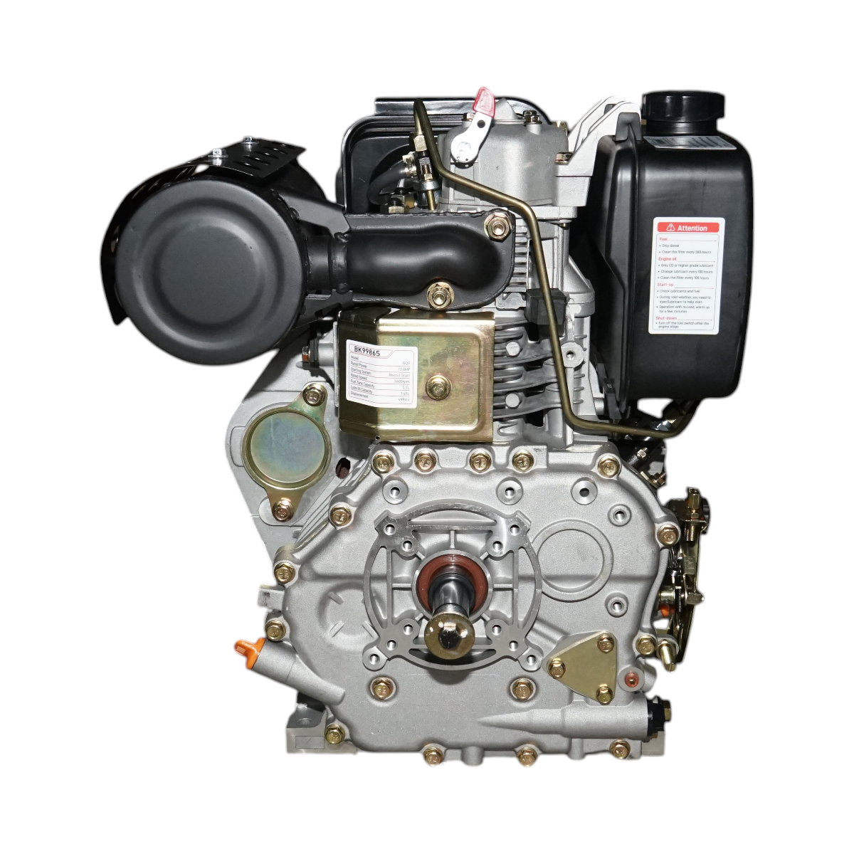 Motor diesel 13CP 192F, 498cc, turatie 3600rpm, ax rotund filetat 25.4mm, pornire sfoara Breckner Germany - imagine 3