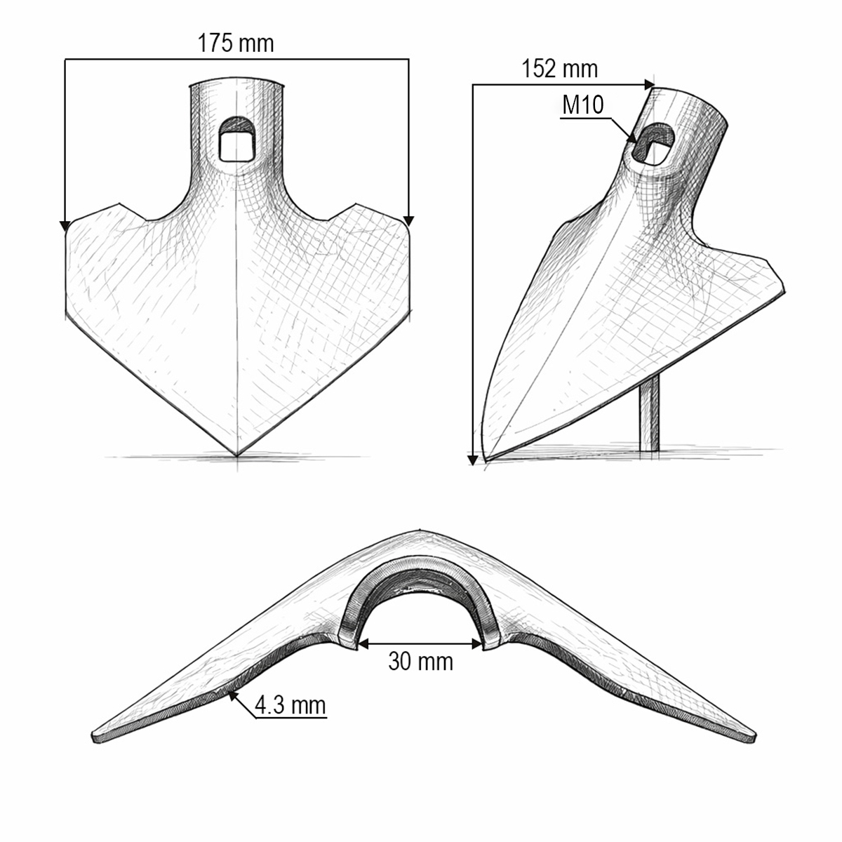 Lama sageata cultivator 175x4mm 180x4mm prindere M10 - imagine 3