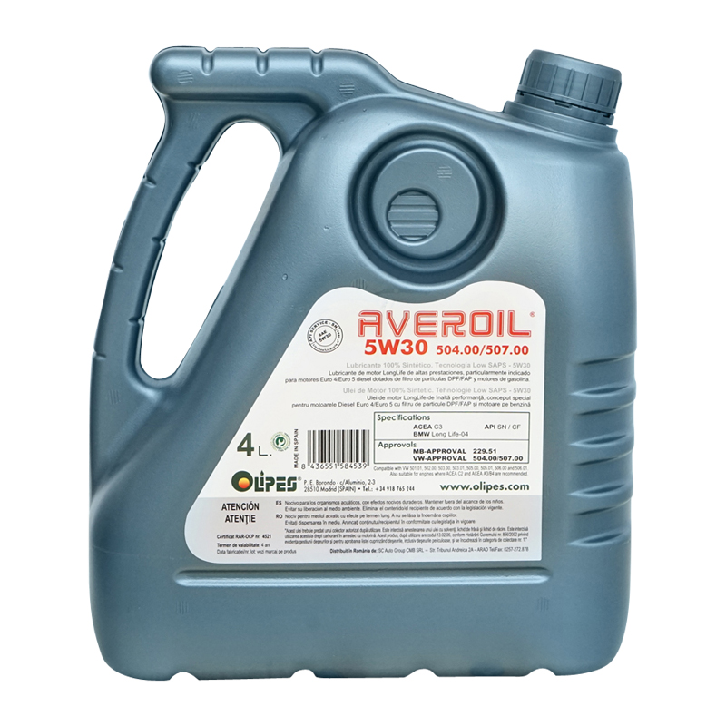 Ulei Olipes motor Averoil 5W30 Low Saps 504/507 4L - imagine 2