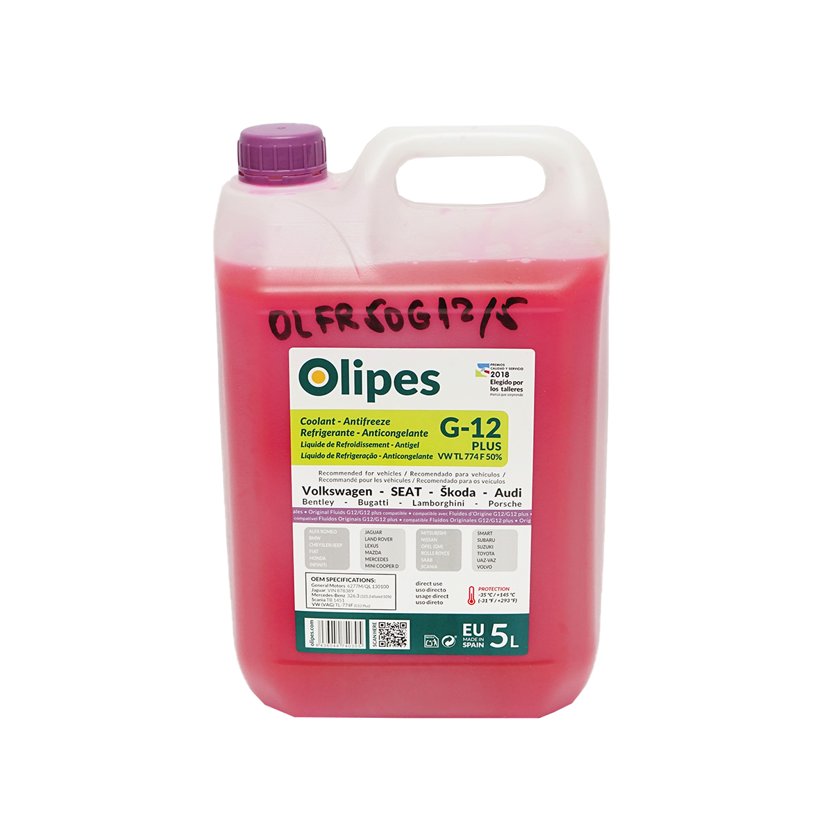 Antigel organic Olipes G12 PLUS diluat 5050 -35 grade C 5L