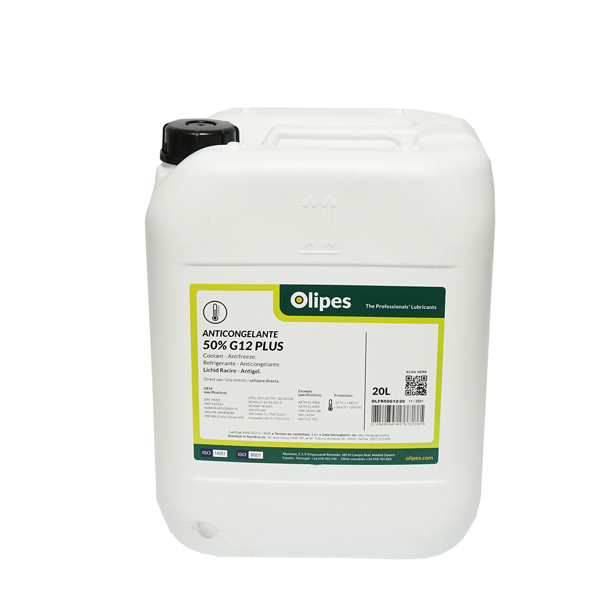 Antigel organic Olipes G12 Plus diluat 5050 -35 grade C 20L