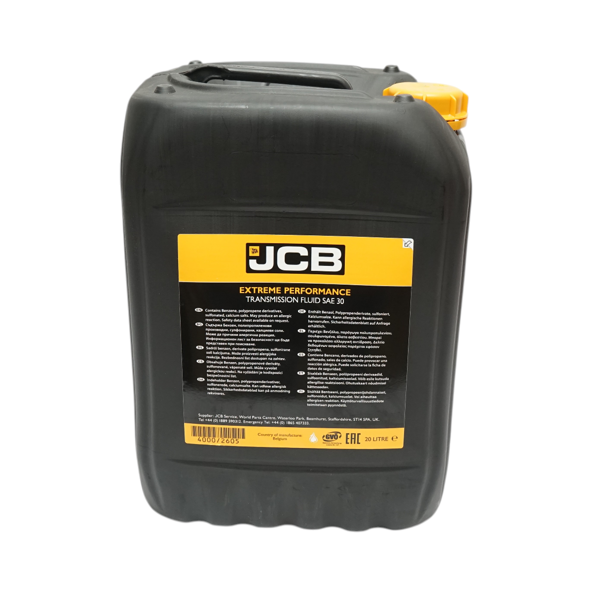 Ulei transmisie JCB SAE30 Extreme Performance Transmission Fluid 20L - imagine 3