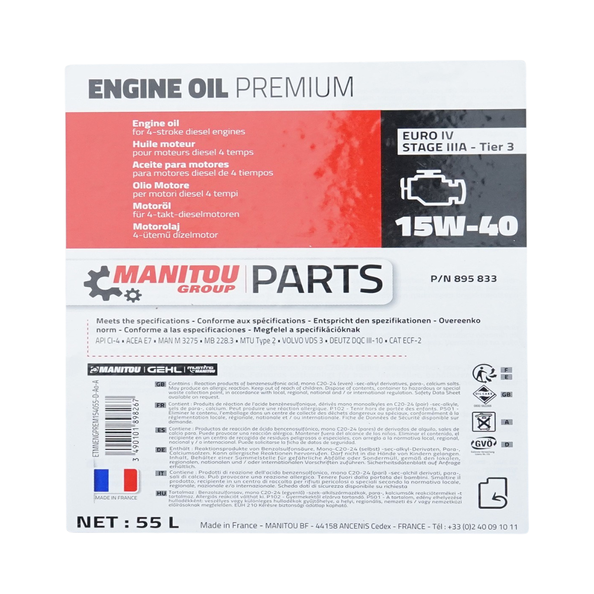 Ulei motor Manitou 15W40 Premium 55L - imagine 3