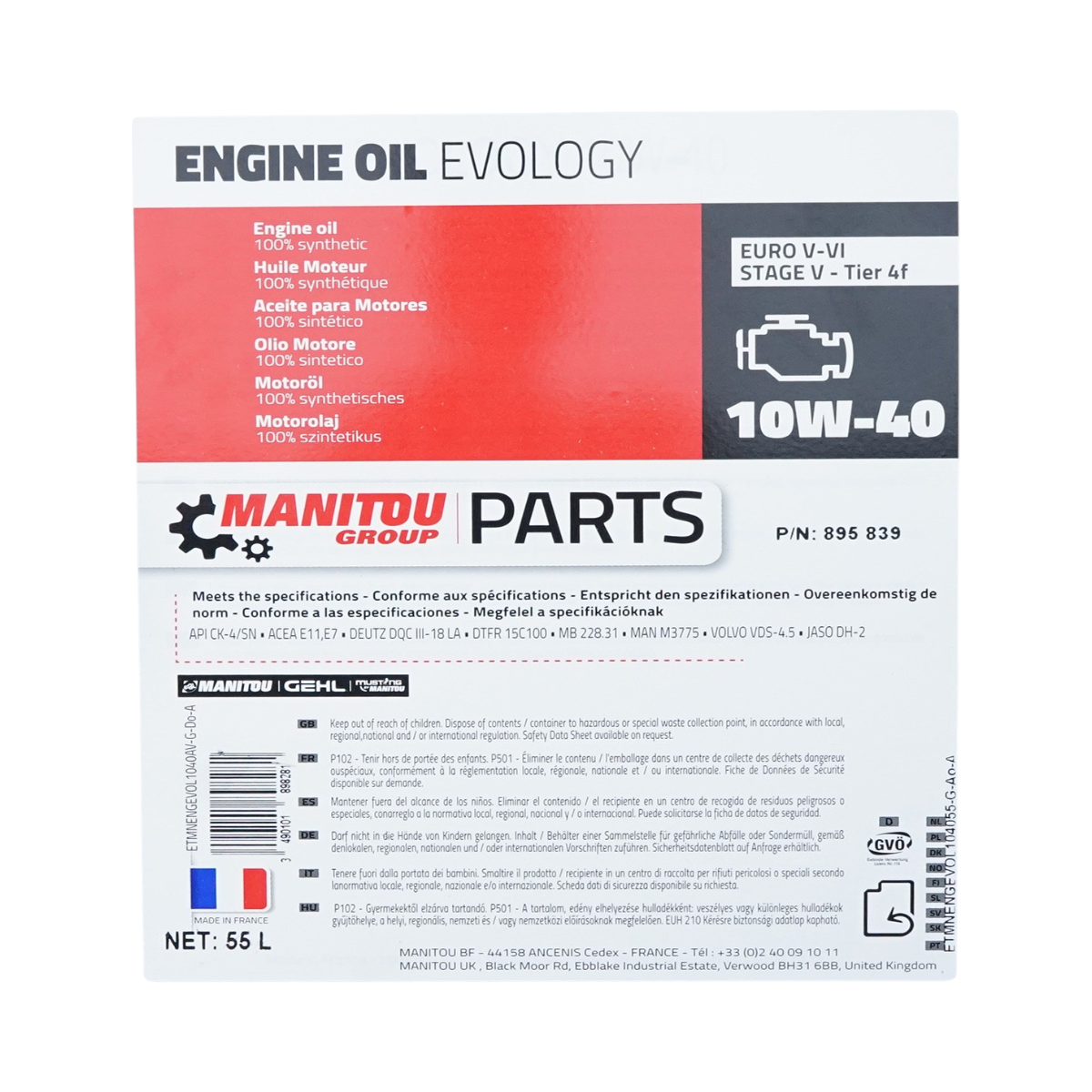 Ulei motor Manitou 10W40 Evology 55L - imagine 3