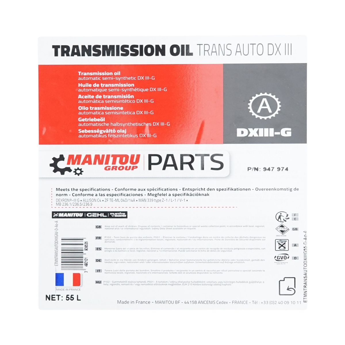 Ulei transmisie automata Manitou ATF Dexron III 55L - imagine 3