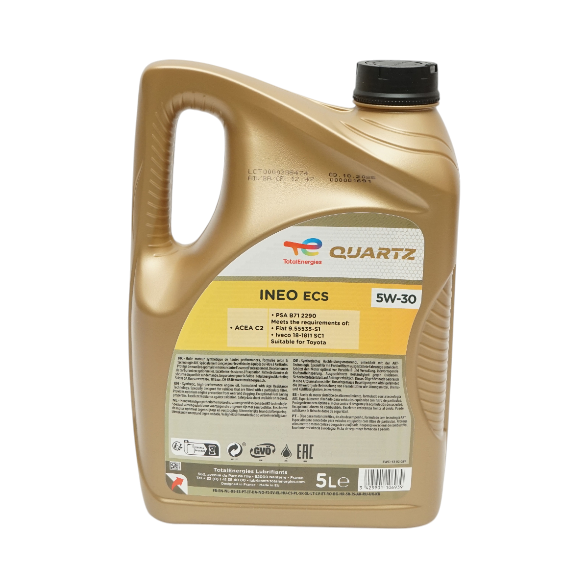 Ulei motor TotalEnergies 5W30 Quartz Ineo ECS 5L - imagine 3