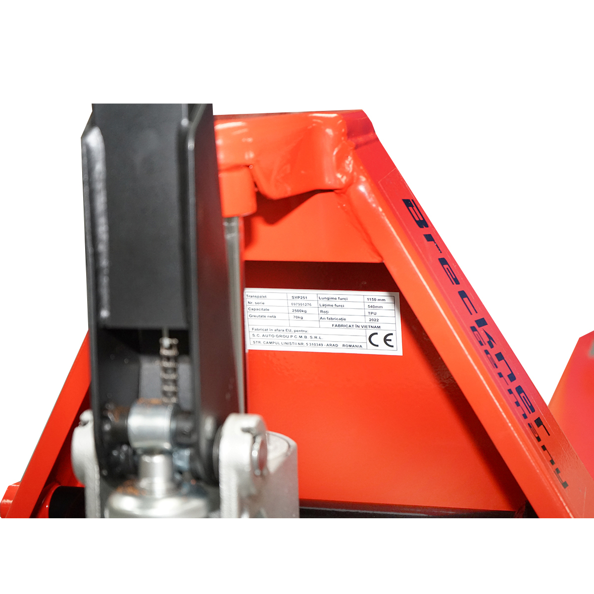 Transpalet manual 2500 KG cu roata de silicon  - imagine 6