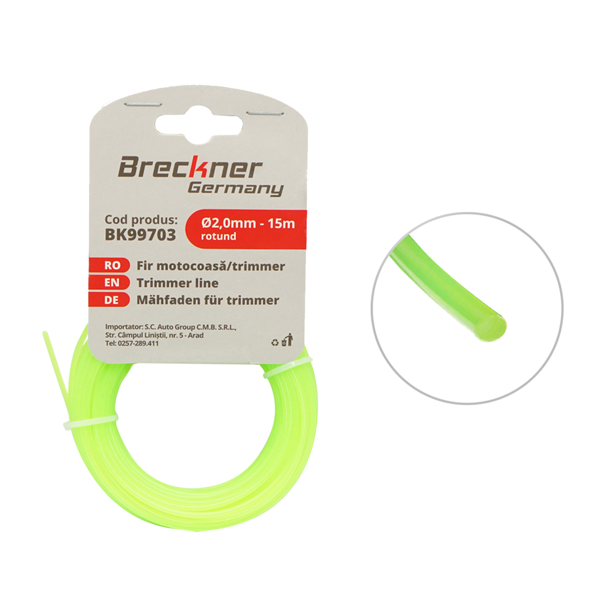 Fir rotund pentru motocoasa 2 mm x 15 m Breckner Germany